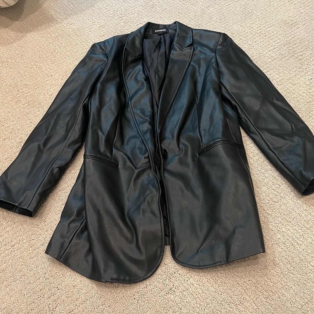 Express Black Faux Leather Blazer